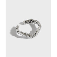 wholesale S925 Sterling Silver 2211 Korean Version Ins Retro Distressed Twist Braided Ring Women's Versatile Personality Silver Band Ring-Vintage Silver [No. 14/Adjustable] > Opening adjustable