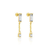 wholesale S925 Sterling Silver Marquise Zirconia Drop Dangle Earrings With Crystal Accents And Tassel-E4875-Gold/Pair 925 Silver