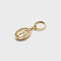 wholesale 9K Gold Japanese Retro Minimalist Small Oval White Zircon Double-Sided Pendant-White zircon double-sided pendant (without chain) 9K