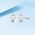 wholesale 925 Sterling Silver Natural Freshwater Pearl Earrings with Moissanite for Women, Niche Luxury Online Same Style, Direct from Source-0-2