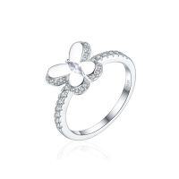 wholesale 925 Sterling Silver Butterfly Ring for Women, High-End Sense New Style Bow Stackable Ring, Luxury Brand Same Style 925 Silver Women's Ring-Platinum US size 7#