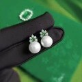 wholesale S925 Sterling Silver Flower Mother-of-Pearl Shell Pearl Earrings Set with High-Carbon Diamonds, New Design, Niche Style-0-3