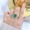 wholesale Sterling Silver Style 5CT Simulated Emerald Cut 10*12 Geometric Rhombus Ring Cross-border-0-3