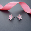 wholesale S925 Sterling Silver Korean Fashion Niche Design Sweet Floral Stud Earrings with Zirconia and Drip Enamel-0-3