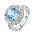 wholesale S925 Sterling Silver Inlaid with Natural Topaz and Accented with Pavé Diamonds Fashion Luxury High-End Ring-0-4