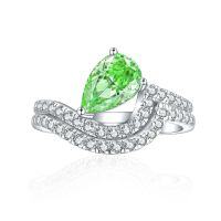 wholesale 925 Sterling Silver Cross-border Pure Silver 6*9 Radiant High Carbon Diamond Gemstone Aquamarine Ring Set-Fireworks G-17 Apple Green US size 7#