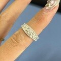 wholesale S925 Sterling Silver Vintage Chinese Floral Pattern Ring for Women, Small and Unique Design with Old-fashioned Plum Blossom Twisted Open Band-0-7