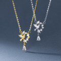 wholesale S925 Sterling Silver Fresh and Sweet Floral Inlaid Diamond Wheat Ear Bird Necklace Elegant Necklace for Women Y01240-0-1