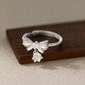 wholesale S925 Sterling Silver Fresh and Sweet Ins Style Niche Design Lily of the Valley Bow Ring R02332-0-0