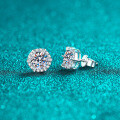 S925 Sterling Silver Moissanite Earrings, Women's Light Luxury European and American Style Simple Daily Wear-0-0