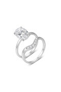 wholesale S925 Silver Moissanite Oval Ring Two-Piece Set for Women, Minimalist Stackable Bestseller-0-6