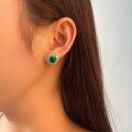wholesale Metal material first, the new 2-carat synthetic emerald vintage square 7*7 earrings with full diamondluxury earrings-0-3