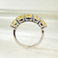 wholesale S925 Sterling Silver New 5*5mm Fat Square Yellow Diamond Five-Stone Ring for Women-0-3