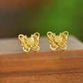 wholesale Gold-plated 925 silver new Chinese-style filigree butterfly inlaid with Hetian jade earrings, studs, and palace-style ear accessories-0-0