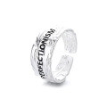wholesale S925 Sterling Silver Trendy English Letter Adjustable Ring, Minimalist Ins Style Versatile Index Finger Ring-0-5