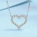 wholesale Pt950 Gold Plated S925 Sterling Silver Necklace for Women with Moissanite Heart Pendant, Ins Fashion Collarbone Chain Wholesale-0-0