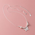 wholesale 925 Sterling Silver Forest-style Sweet Butterfly Beaded Chain Elegant Necklace for Women Y01366-0-3