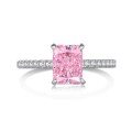 wholesale S925 Sterling Silver Cross-Border Women's Ring with 8A Ice Flower Zircon, Sparkling Pink Geometric High-Carbon Diamond, Fresh and Sweet-0-7