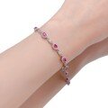 wholesale S925 Silver New Style 3*4 Oval Row Diamond Bracelet for Women, Chinese Style Adjustable New Year Edition in Pigeon Blood Red-0-4