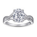 wholesale 925 Sterling Silver Wholesale Cross-Border E-Commerce Hot-Selling Twisted Shank Ring for Women, European and American Fashion Wedding Ring with 2 Carat Diamond Ring Band-0-4