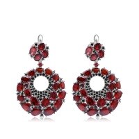 wholesale S925 Silver Inlaid Natural Garnet Stud Earrings, High-End Designed Jewelry Accessories with Natural Colored Gemstone Earrings-Natural garnet &gt;925 silver