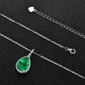 S925 Silver Teardrop Oval Emerald-Cut Pendant Necklace, Cross-Border Bestseller-0-1