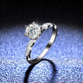925 Sterling Silver Moissanite Six-Prong Women's Ring Double Flower Jewelry Factory TikTok Live-0-3