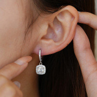 S925 Silver Moissanite Earrings, Luxury Square Studs, Wholesale Factory Direct-1 carat (zircon)