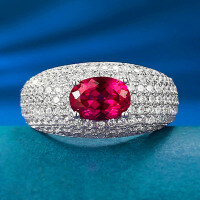 wholesale Metal material first, Zhuo Zhifan Jewelry ISH new 5*7 full zircon ring full set zirconia fashion minimalist ring-R771 Red Diamond No.9