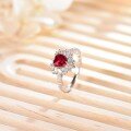 wholesale Metal: 925 Sterling Silver, Cross-Border Hot Selling 6*6mm Pigeon Blood Red Ruby Heart Ring for Women, Wholesale of European and American Jewelry-0-5