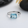 wholesale S925 Sterling Silver Simple Blue Zircon/Green Zircon Ring, French Ins Style Luxury Versatile Band-0-3