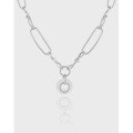 wholesale S925 Sterling Silver Korean Version Ins Minimalist Small Design Versatile White Crystal Chain Textured Collarbone Necklace for Women-0-0
