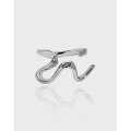 wholesale S925 Sterling Silver Open-Ended Ring with Curved Lines, Korean Version, Minimalist Design, Versatile, Textured, and Small on Ins-0-0