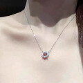 wholesale S925 Metal New Fashion Socialite Style One-Carat Pigeon Blood Red Necklace Pendant for Women, Daily Wear-0-3