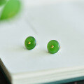 wholesale Low-key versatile 18K gold inlaid natural Hetian jadeite earrings with certificate, featuring a peace buckle jade ear ornament-0-3