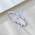 wholesale S925 Sterling Silver Four-Leaf Mini Marquise Zircon High-End Stacking Ring Fashion Ring for Women Little Red Book Gift-0-2