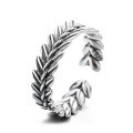 wholesale S925 Sterling Silver Rustic Style Elegant Wheat Ear Open Ring Vintage Ins Trend Index Finger Ring-0-5