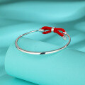 wholesale Original design S999 sterling silver bracelet woven with red rope creative youthful bow red rope bracelet for Goddess' Day-0-0