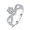 S925 Silver Asymmetric Moissanite Ring for Women Wholesale-0-3