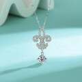 wholesale S925 Sterling Silver Moissanite Necklace with Fashionable Bow Pendant, Cross-border Best-seller in Europe and America, D Color with GRA Certificate-0-0