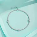 wholesale S925 Sterling Silver Cross-Border Moissanite Cube Mesh Style Design Small and Exquisite Luxury Three-Diamond Bracelet-0-2
