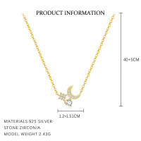 wholesale S925 Sterling Silver European-american French Style Light Luxury Star Moon Flash Zircon Earrings For Women, Hexagram Elegant Tassel Earrings-A4093-Gold 925 Silver