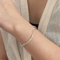 wholesale S925 Sterling Silver Korean Version Geometric Bracelet for Women, Fashion Minimalist Ins Niche Luxury Versatile Bangle-0-3