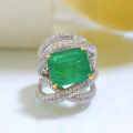 wholesale New 925 Silver 5ct Emerald-Cut High Carbon Diamond Geometric Rhombus Ring Selling Well Across Borders-0-1