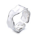 wholesale S925 Sterling Silver Irregular Concave-Convex Wave Design Open Ring French Stylish Luxury Index Finger Ring-0-4
