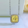 wholesale [Electroplated White Gold] Stumu Jewelry New Yellow Diamond 8*8 Fancy Square High Carbon Diamond Electric Gold Necklace Luxurious Micro-Set Pendant for Women-0-1