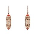 wholesale Metal: 925 Silver Gold Plated High Carbon Diamond Setting Enamel Art Deco Coral Earrings for Women-0-0