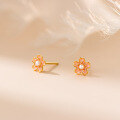 wholesale 999 Silver minimalist small and fresh sweet design youthful cherry blossom bead stud earrings M06552-0-4