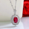 wholesale S925 Silver Alloy Simulated Ruby 7*9 Oval Pendant Necklace Jewelry Ins Style Live Broadcast Hot Seller-0-2