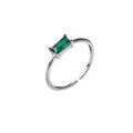 wholesale S925 Sterling Silver Simple Green Square Diamond Ring Korean Style Adjustable Open Band Index Finger Ring J9968-0-4